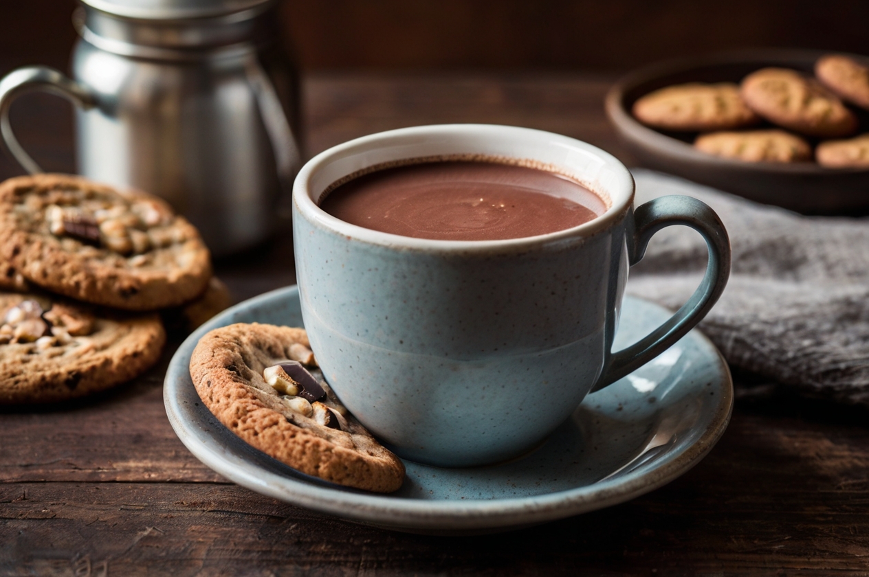 Heiße Schokolade und Cookies, die perfekte Kombination