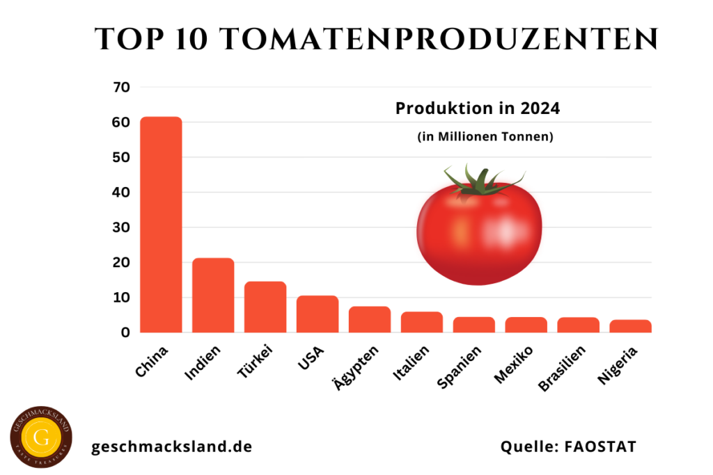 Top 10 Tomatenproduzenten weltweit nach Produktionsmenge – Vergleich der wichtigsten Anbauländer